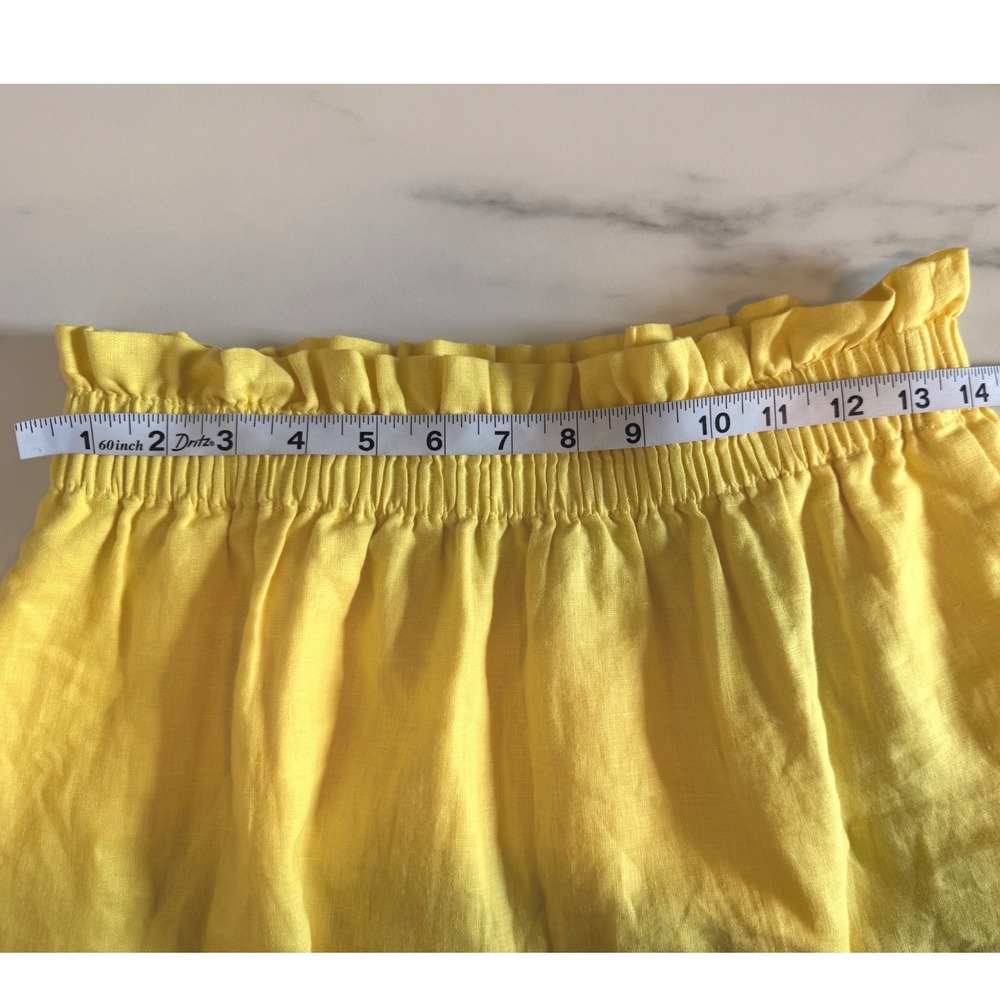 J.Crew Yellow 100% Linen Paperbag Waist Mini Skirt with Pockets Size 6 - Picture 6 of 7